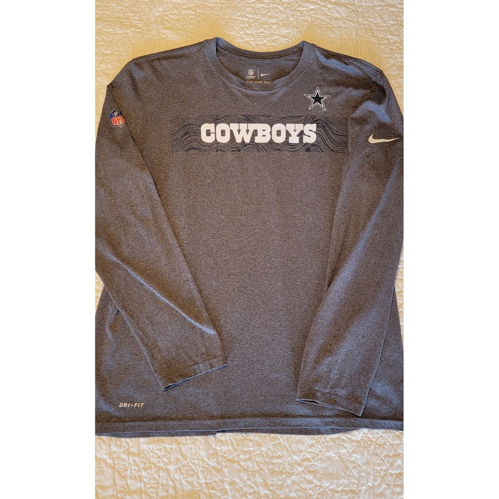 Dallas Cowboys Nike NFL On Field Dri-Fit Long Sleeve Shirt Men's Gray XL EUC